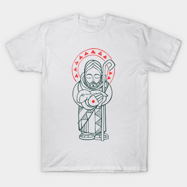 Jesus Christ Good Shepherd with sheep T-Shirt by bernardojbp